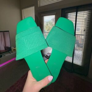 Kelly Green Slide Sandals
